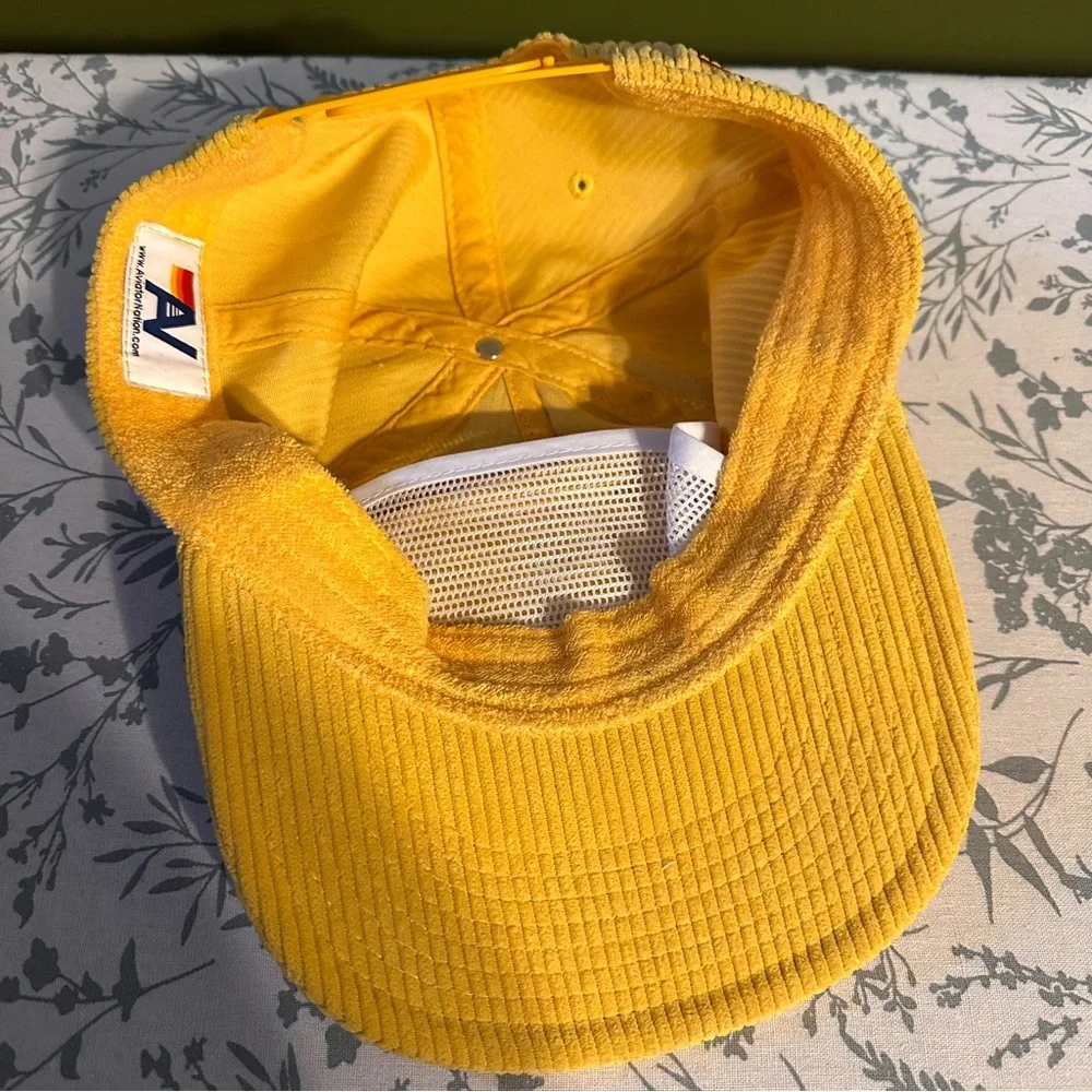 Aviator Nation Corduroy Vintage Mesh Trucker Hat Logo Patch Yellow Gold - Picture 4 of 4